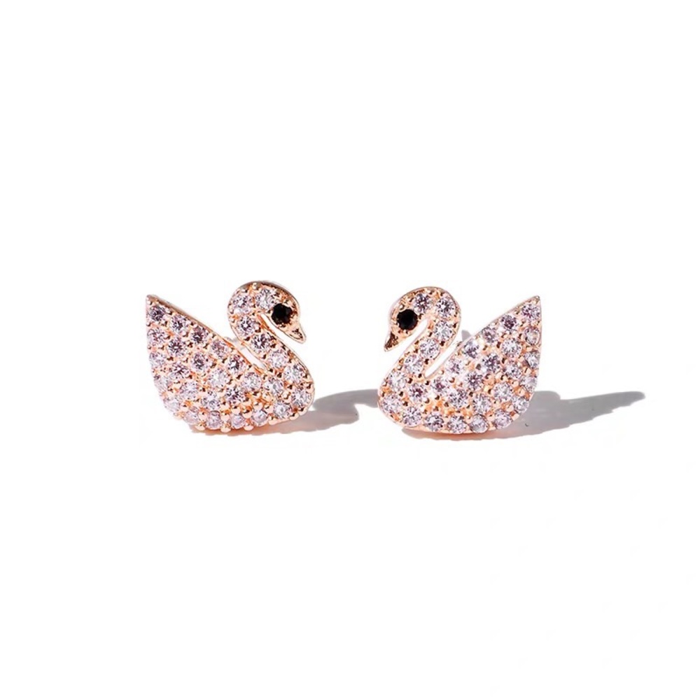 Women fashion earrings swans earrings CZ 925S